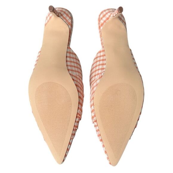 JustFab Freya Woven Peach Kitten Heel Mule Pump Size 10M New, Elegant & Chic - Picture 7 of 10